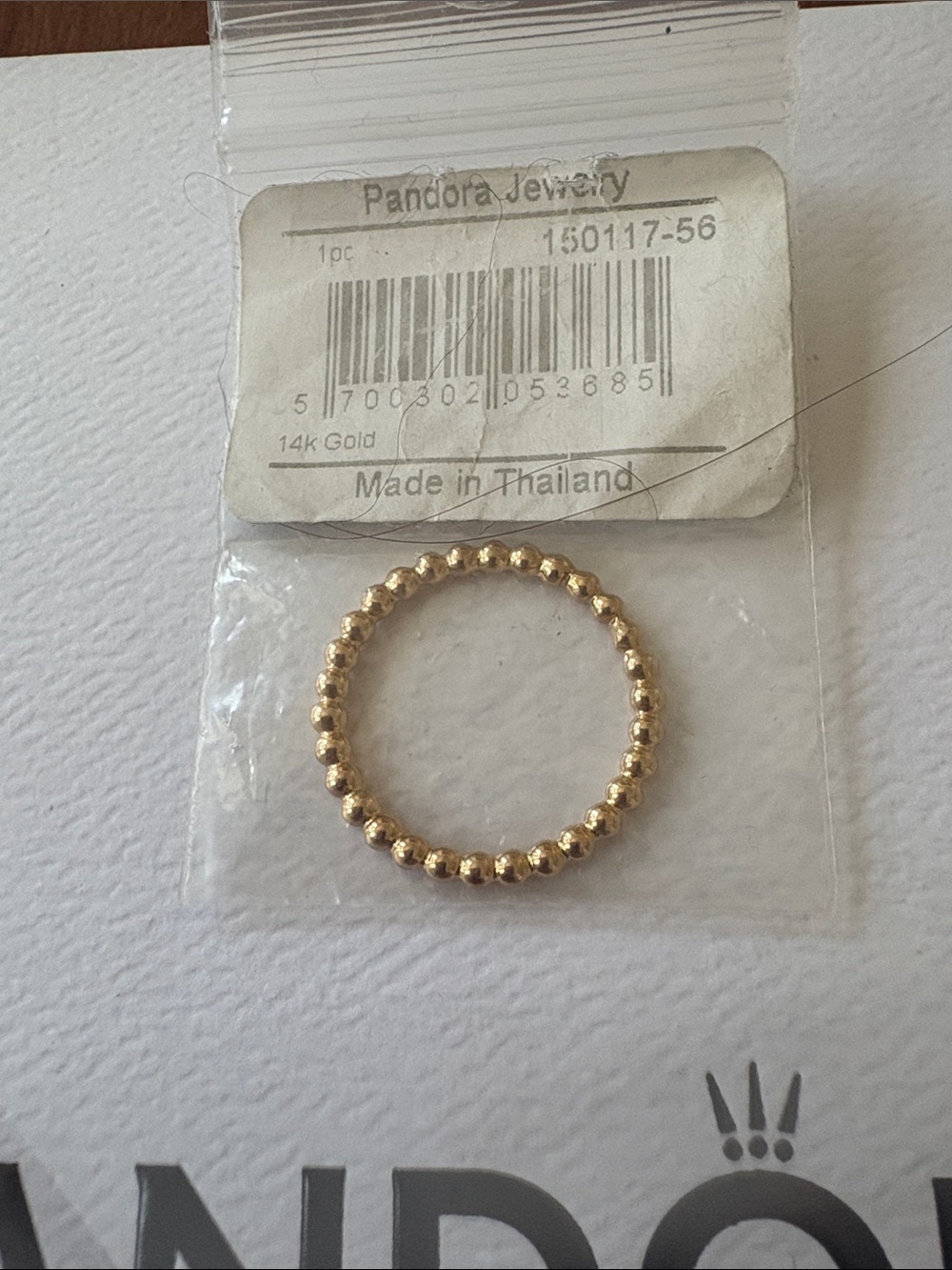Pandora Gold Bead Stackable Ring - Picture 4 of 4